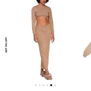 My Mum Made It Soft Knit Crop Jumper Soft Knit Maxi Skirt Set- Cinnamon